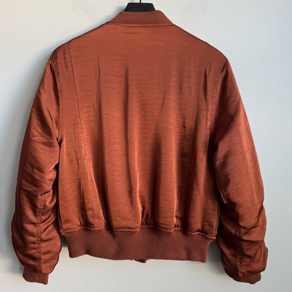 House of Harlow 1960 Gina Satin Bomber Jacket in Copper S - Picture 7 of 9